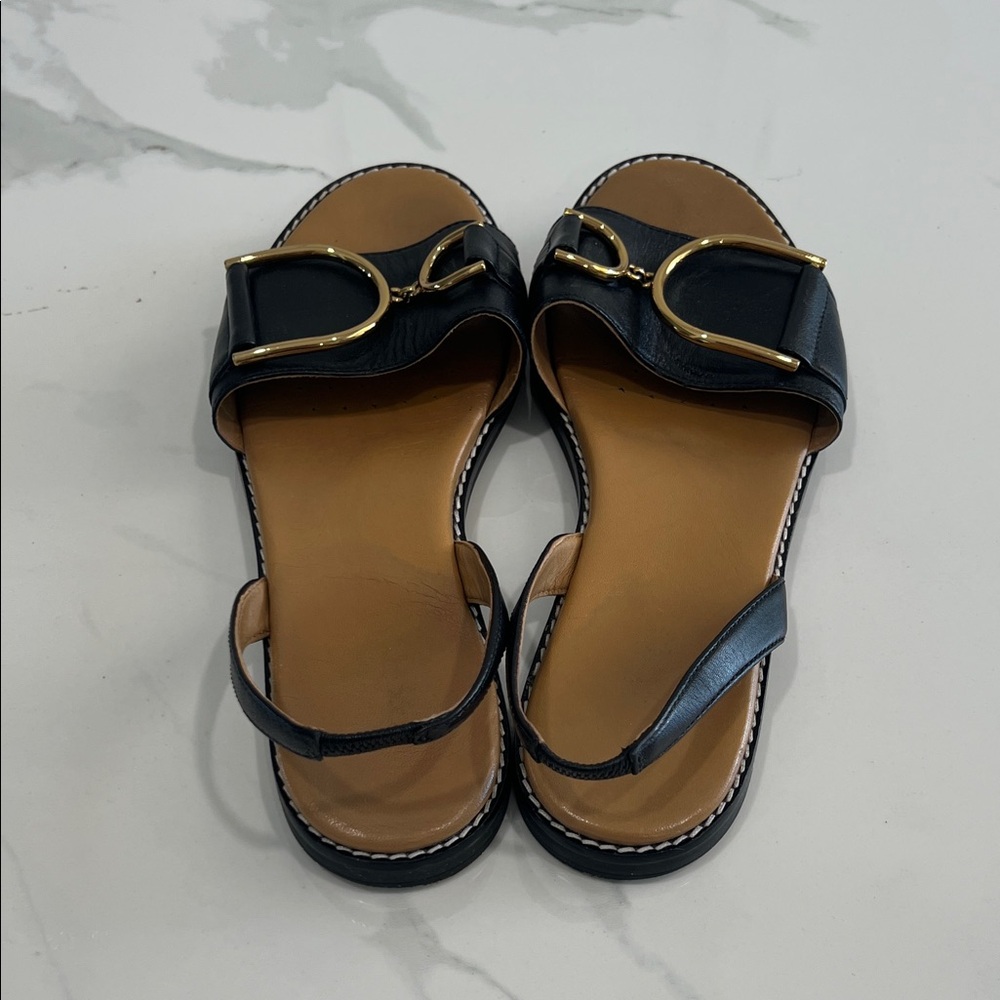 Geox Black Sandals with Gold Buckles - Picture 7 of 8